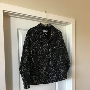 Animal print denim jacket